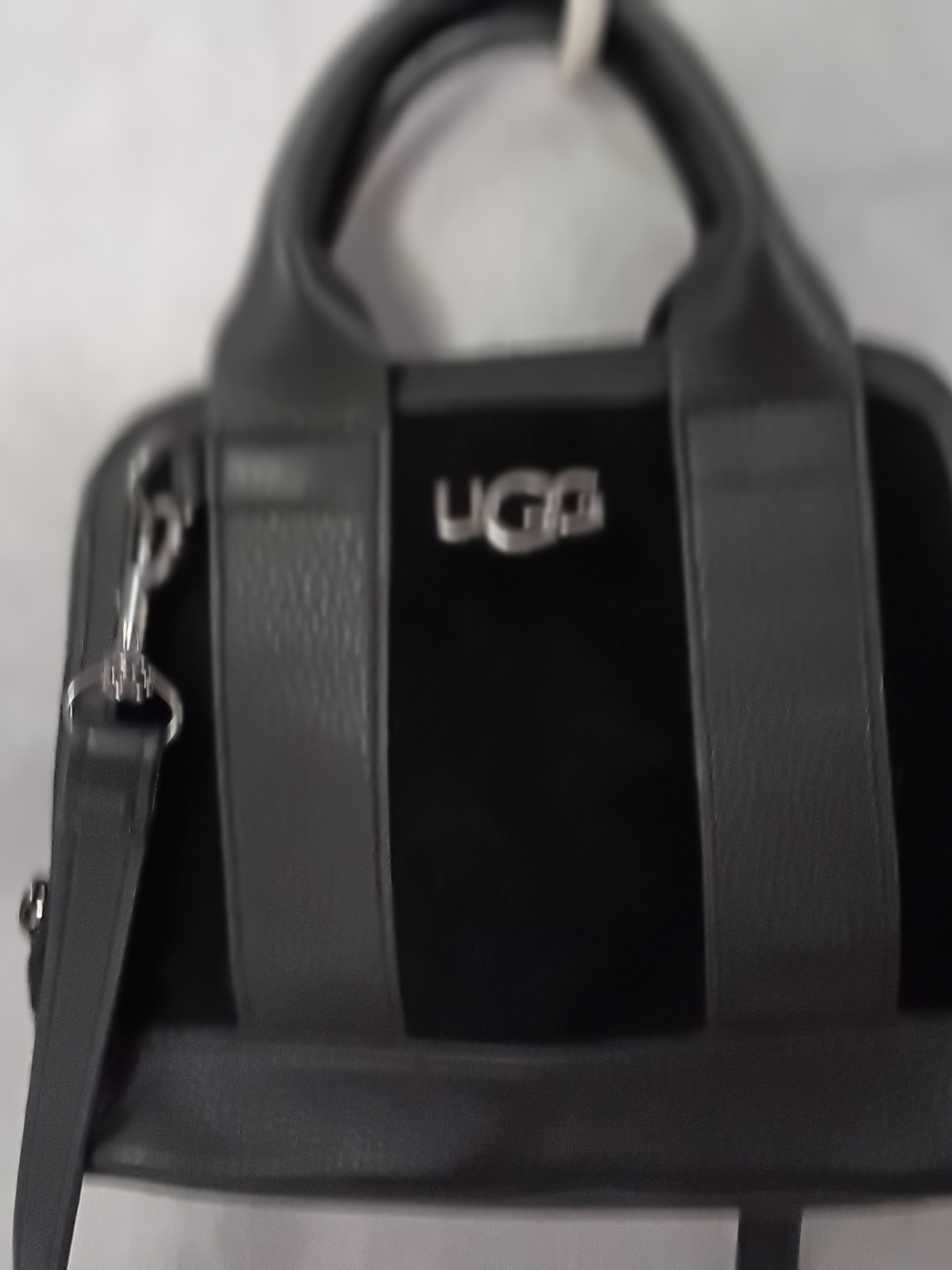 UGG Black Leather & Suede Messenger Bag